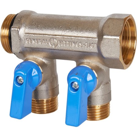 Collector Stout SMB 6211 341202, 1/2 ", 2 exits, with ball valves 3/4", blue pens