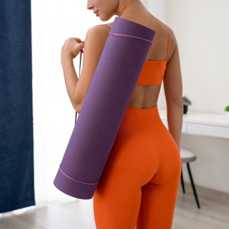 Yoga mat 183 × 61 × 0.8 cm, two -tone, purple color-8