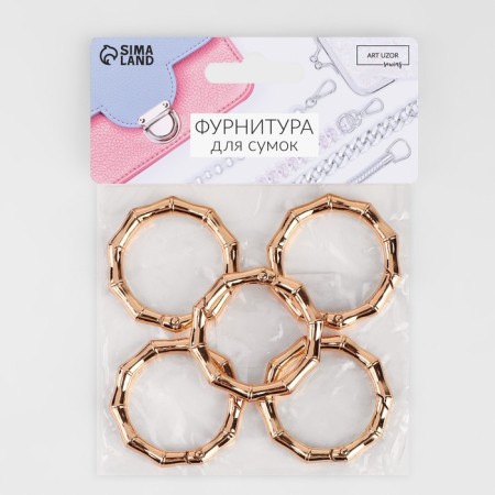 Carabin ring "Bamboo", d = 32/44 mm, thickness - 4 mm, 5 pcs, the color of the gold-3