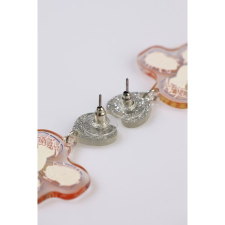 Acrylic earrings "flowers" drawn, colored in silver-3