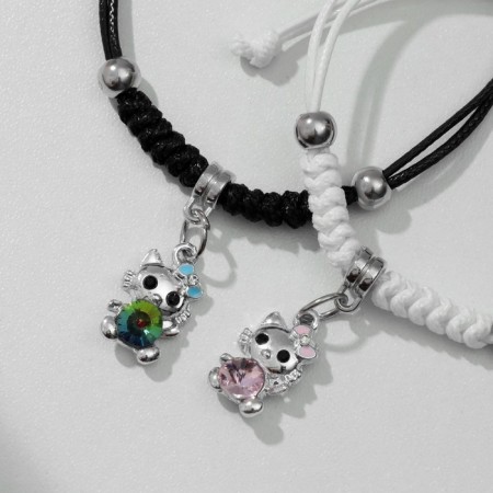 Bracelets "Demetrons" cats with a bow, black and white color, 7 cm-2