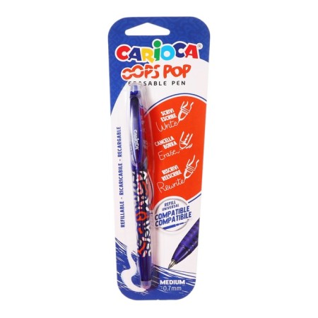 Ballic handle washed, carioca "Oops retraactable" node 0.7 mm, ergonomic holder with double-tach double coating, blue-1
