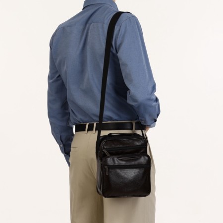 Male bag, 24*11*20 cm, lightning departure, 3 n/pocket, reg. Min, brown-6