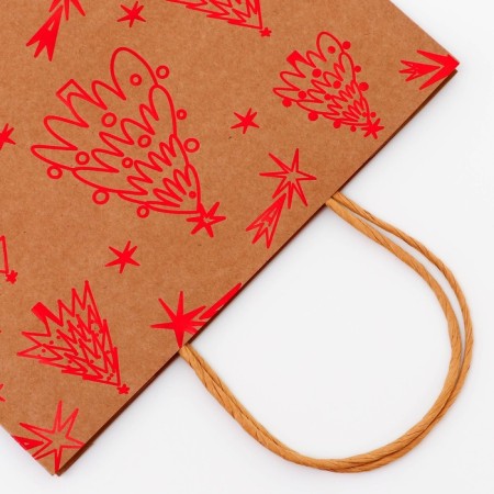 Craft package with embossing, round handle, "Christmas trees" 33 x 25 x 12 cm, 120 g-2
