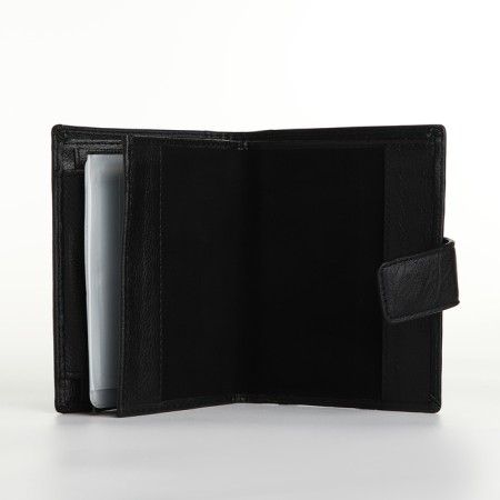 Male purse on magnet 3 in 1, department for auto documents, passports, black color-5