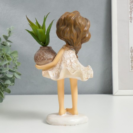 Souvenir Polystone "Baby with a scythe, with a plant in a vase" 21x9x11.3 cm-2
