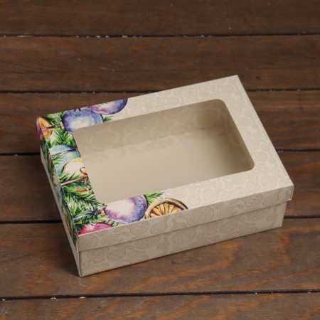 The box is folding, the lid is, with the “New Year's decoration” window 24 x 17 x 8 cm-1