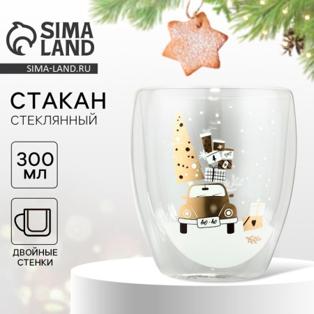 A glass with double walls "Miracles nearby", 300 ml