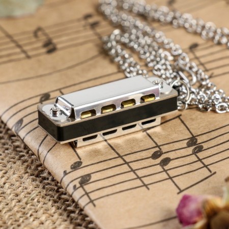 Music Life 4 Harly Harly, 8 tones, 3.5x1.5x1cm, chain 28cm, silver chain-1