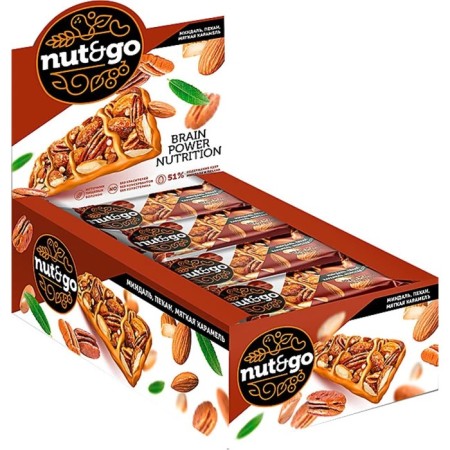 Batonchik "Nut & Go", almonds, bakers, caramel and sea salt, 36 g-1