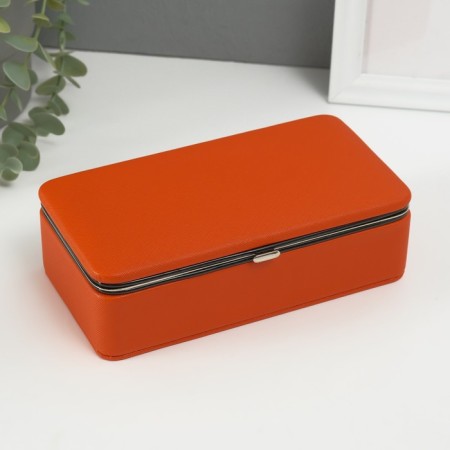 Casket to the leatherette for jewelry "Small ripples" orange 10x18x6 cm