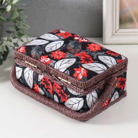 Poansettia on black needlework box 18x12x9.5 cm-3