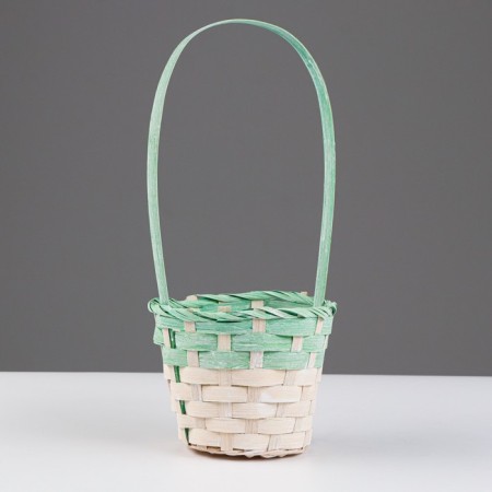Wicker basket 13x9.5/28 cm, green, bamboo