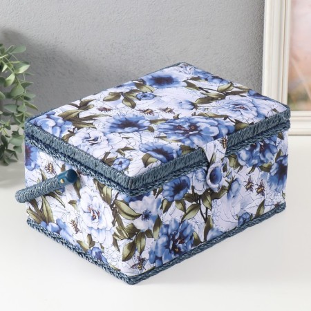 Casket for needlework "White-blue peonies" 19x26x14.5 cm