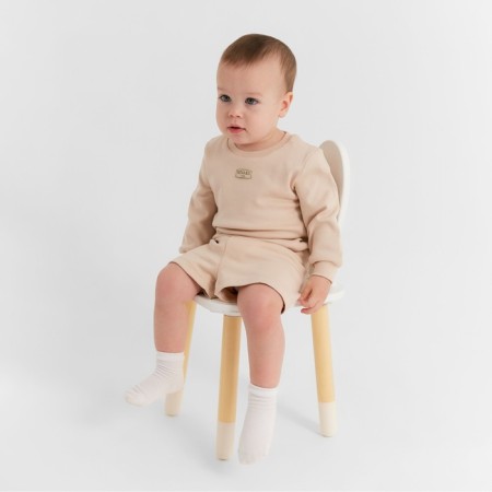 Kidsa (sweatshirt, shorts) minku, beige color, height 86-92 cm-3
