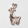 Brooch "Festive deer", red-white color in gold