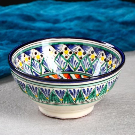 Rishtan ceramics "flowers" 15 cm, small, blue