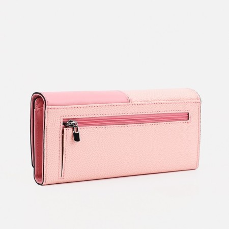 Women's wallet on the button, pink color-1