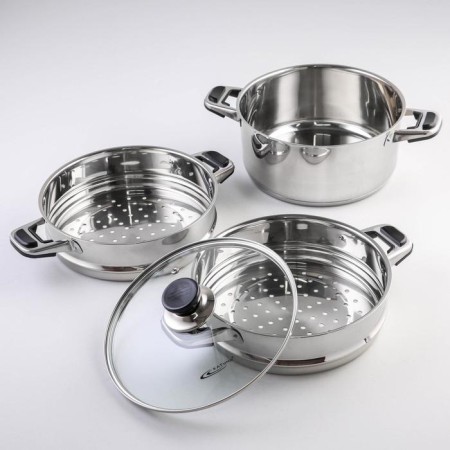 Altyn Mantock, 10.7 l, d = 24 cm, 2 sections, with a heat distribution layer, glass cover, induction-1