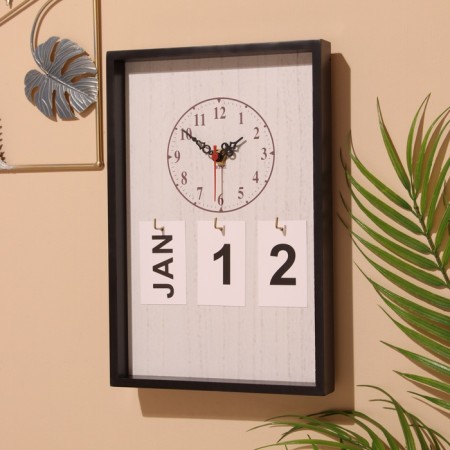 Souvenir Eternal calendar suspended with a clock, wood, 2x20x30 cm, col. black-1