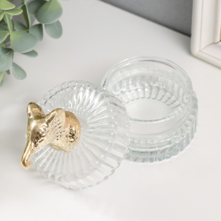 Casket Glass, ceramics "Golden Elephant" 7.8x7.8x9 cm-3