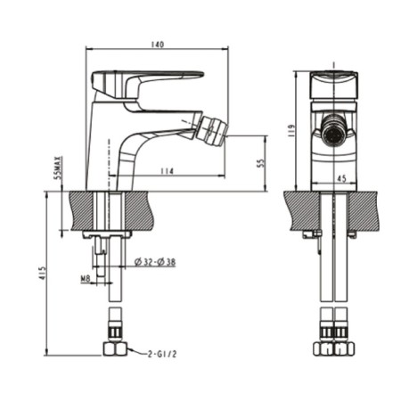 BRAVAT Eler F3239218CP-1-RRUS mixer, single-leaf, chrome-1