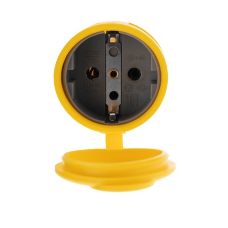 A portable moisture -proof outlet with a lid, s/h, 16 a, IP44, yellow rubber rubber rexant-2