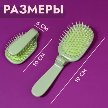 The comb is massage, folding, 10 × 6 cm, green color-3