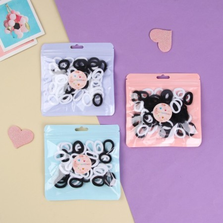 Hair elastic band "Classic Mahrushka" (set 50 pcs) 2 cm, black and white-2
