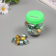 Adhesive tape plastic in the jar “shain. Gold and blue” NR 40 pcs 1.2 cm, dl.0.9 m 7x7x9 cm