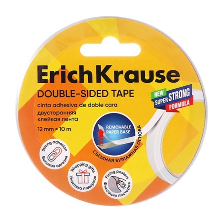 The adhesive tape is bilateral, 12 mm x 10 meters, erichkrause, translucent, price per 1 pc.-6