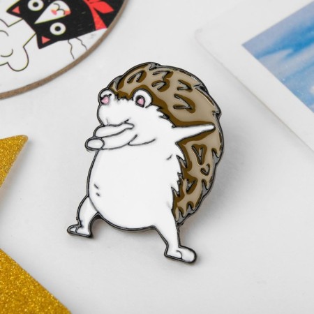Hedgehog icon hype, white-brown color in ferrous metal