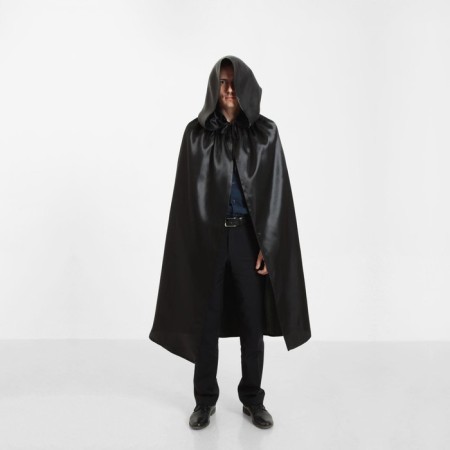 Halloween carnival cloak with a hood, length 120 cm, black color-1