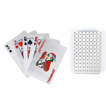 Gift set 3 in 1 Greener: 2 glasses of 30 ml, a deck of plastic cards, silver-2