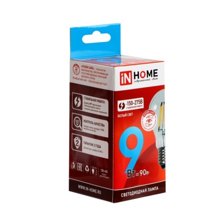LED lamp In Home Led-A60-Deco, 9 W, 230 V, E27, 4000 K, 1040 lm, transparent-1