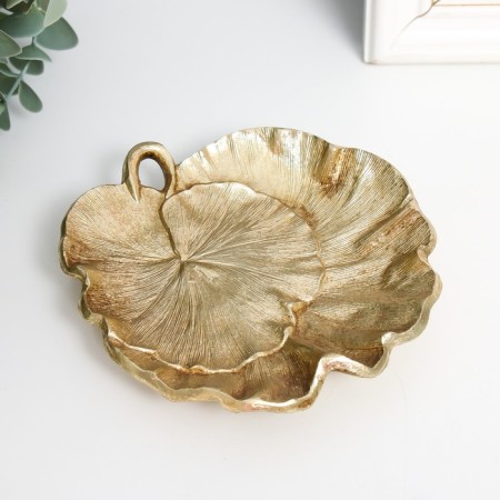 Decorative polystone plate "leaves" gold 1.5x13x12 cm