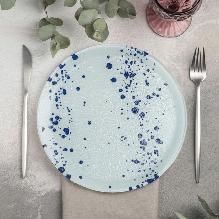 Black dining plate Magistro "Dali", D = 25 cm, blue color