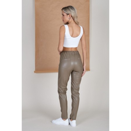 Women's pants on elastic band Eliseeva Olesya, size 52, brown color-1