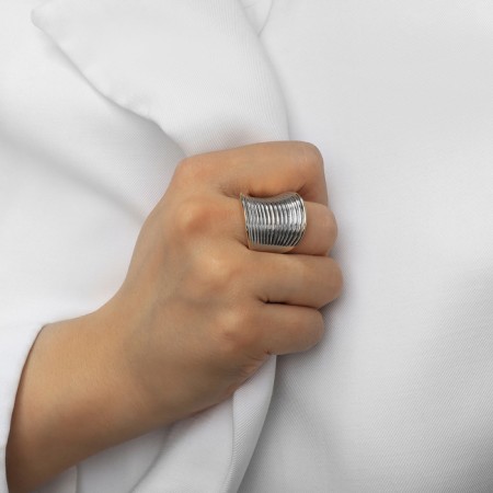 Ring Metal "Trend" spring, silver color, size 18-4