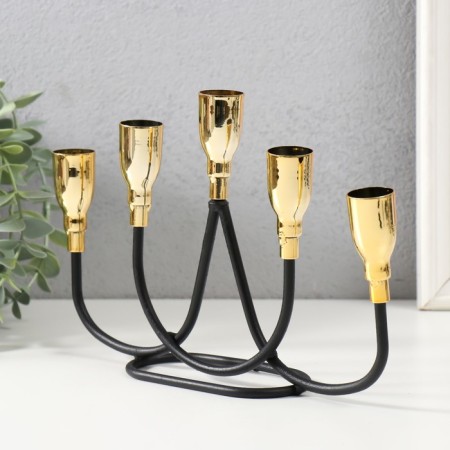 Summary Metal for 5 candles of "Singer" black with gold 24.5x5.8x15.5 cm-3