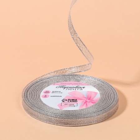 Brocade tape, 6 mm, 23 ± 1 m, silver color