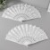 Fan h = 21 cm "flowers", white