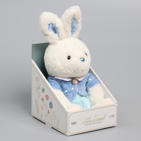 Soft toy "Little Friend", bunny in a blue dress-7