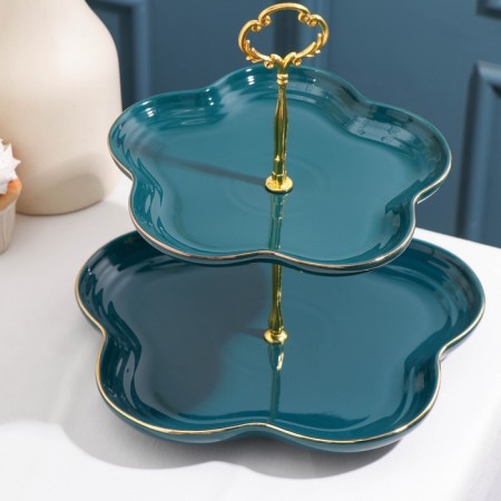 Ceramic 2-tier ceramic "Emerald", D = 20/25 cm, emerald color-1