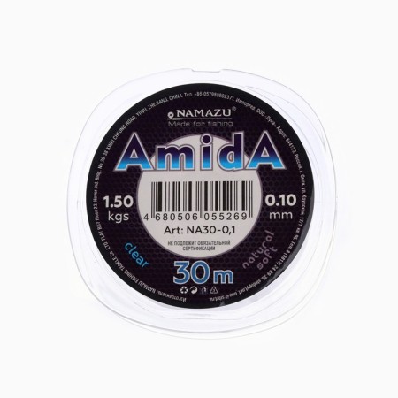 Namazu Amida fishing line, diameter 0.1 mm, test 1.5 kg, 30 m, transparent, 1 pc.