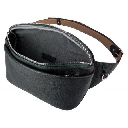 Waist bag, 2 departments, adjustable belt, green color-1