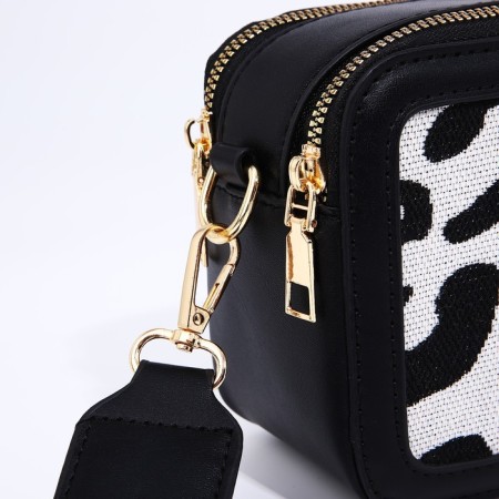 Bag Cross-Bodi with a zipper, black/white color-3