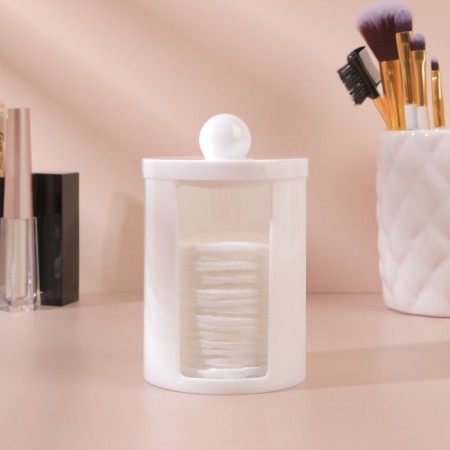 Organizer for storing cotton pads, with a lid, 6.7 × 11 cm, white color-1