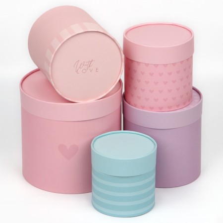 A set of round boxes 10 in 1, gift packaging, “With Love”, 10 x 10 - 23.5 x 23.5 cm-3