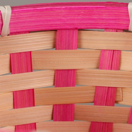 Wicker basket, 21 x 21 x 10/24 cm, bamboo, pink-4